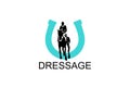 dressage horse riding sport vector line icon. athlete riding a horse sport pictogram, Royalty Free Stock Photo