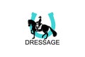 dressage horse riding sport vector line icon. athlete riding a horse sport pictogram, Royalty Free Stock Photo