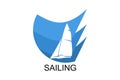 sailing sport vector line icon. Athlete is sailing on a ship in the sea sport pictogram,