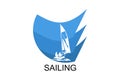 sailing sport vector line icon. Athlete is sailing on a ship in the sea sport pictogram,