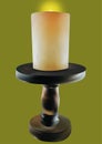 candle with mahogany candle holderwith khaki background