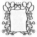 Coloring pages new years illustrations. 2023 hand drawn doodles illustration