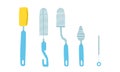 Vector set of baby bottle brush clipart Royalty Free Stock Photo
