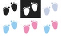 Vector set of baby shower footprint clipart Royalty Free Stock Photo