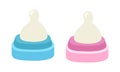 Set of blue and pink baby bottle nipple clipart
