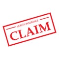 Health insurance claim stamp on white