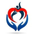 Heart care family medical cross heart health care home family people love hands care and holding heart illustrations