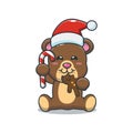Cute bear eating christmas cookies and candy. Royalty Free Stock Photo