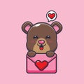 Cute bear cartoon character with love message. Royalty Free Stock Photo