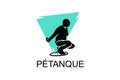 petanque sport vector line icon. practice petanque stance. sport pictogram, Royalty Free Stock Photo