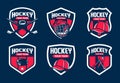 Set of hockey logos. sport emblems, badges. Hockey tournament sport logo template.