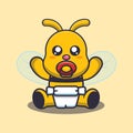 Cute baby bee cartoon mascot illustration. Royalty Free Stock Photo