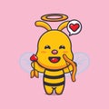 Cute cupid bee cartoon character holding love arrow Royalty Free Stock Photo