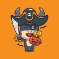 Cute pirates buffalo in halloween day.