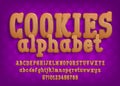 Cookies alphabet  font. Cartoon cookie letters and numbers. Royalty Free Stock Photo