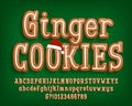 Ginger Cookies alphabet font. Cartoon letters and numbers. Uppercase and lowercase. Royalty Free Stock Photo