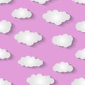Cute Paper Clounds Colage Vector Background Pattern Seamless