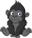 Cartoon cute baby gorilla sitting