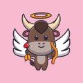 Cute cupid bull cartoon character holding love arrow. Royalty Free Stock Photo