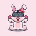 Cute bunny playing virtual reality. Royalty Free Stock Photo