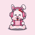 Cute gaming bunny. Cute cartoon animal illustration