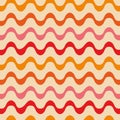 Abstract retro funky waves seamless pattern in pink, orange , red and tangerine Royalty Free Stock Photo