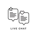 flat speech bubble icon. chat icon with star and heart in line style. eps2