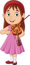 Cartoon little girl playing a violin