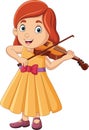 Cartoon little girl playing a violin