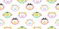 Colorful funny children face doodle seamless pattern Royalty Free Stock Photo