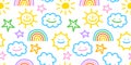 Colorful funny sky doodle seamless pattern Royalty Free Stock Photo