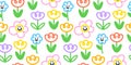 Colorful funny flower doodle seamless pattern Royalty Free Stock Photo