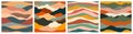 Colorful mountain landscape seamless pattern set