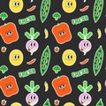 Happy vegetable seamless pattern