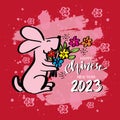 Chinese new year 2023 greetings with cute rabbit Royalty Free Stock Photo