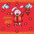 Chinese new year 2023 greetings with cute rabbit Royalty Free Stock Photo
