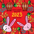 Chinese new year 2023 greetings with cute rabbit Royalty Free Stock Photo