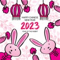 Chinese new year 2023 greetings with cute rabbit Royalty Free Stock Photo