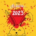 Chinese new year 2023 greetings with cute rabbit Royalty Free Stock Photo