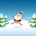 Cute and happy Santa Claus - winter landscape vector illustration