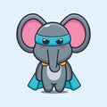 Cute super elephant cartoon vector illustration.