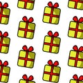Cute vector pattern with yellow presents. Beautiful background for your Christmas design.