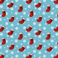 Cute vector pattern with Santa boots. Beautiful background for your Christmas design.