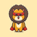 Cute super lion cartoon vector illustration.