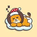 Cute lion sleep cartoon vector illustration. Royalty Free Stock Photo