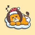 Cute lion sleep cartoon vector illustration.