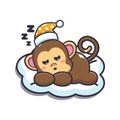 Cute monkey sleep cartoon vector illustration. Royalty Free Stock Photo