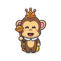 Cute king monkey cartoon vector illustration.