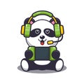 Cute panda play a game cartoon vector illustration. Royalty Free Stock Photo