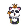 Cute king panda cartoon vector illustration.